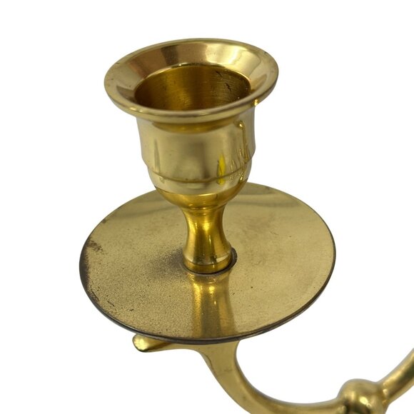Vintage Brass Double Arm Wall Candle Holder MCM Hollywood Regency Decor 12 Inch - Picture 5 of 16